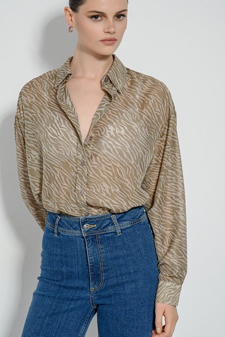 Oversized see through πουκάμισο με zebra print