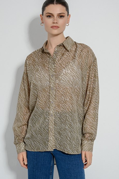 Oversized see through πουκάμισο με zebra print