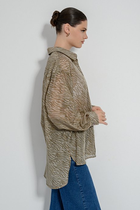 Oversized see through πουκάμισο με zebra print
