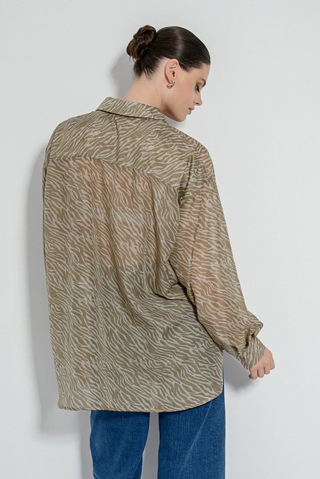 Oversized see through πουκάμισο με zebra print