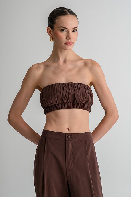 Strapless κροπ τοπ με σούρες