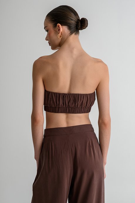 Strapless κροπ τοπ με σούρες