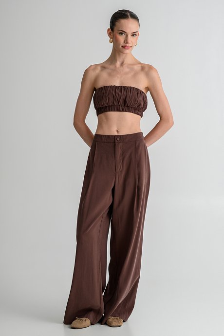 Strapless κροπ τοπ με σούρες