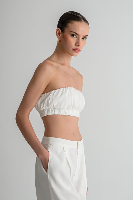 Strapless κροπ τοπ με σούρες