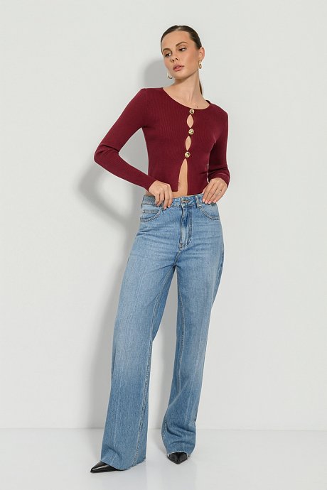 Wide leg ντένιμ με ξέφτια