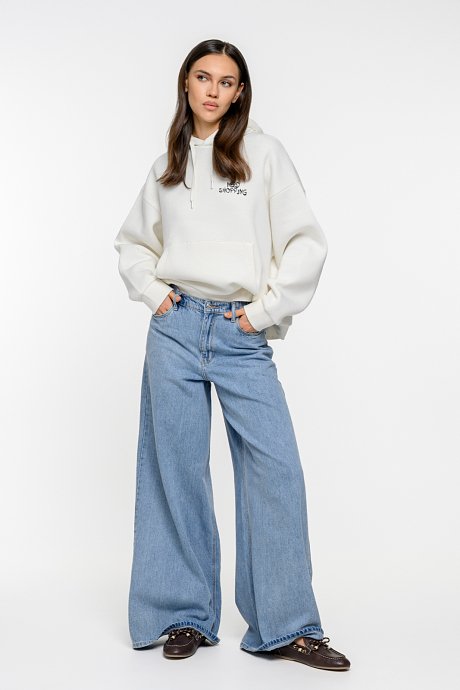 Wide leg ντένιμ με λάστιχο