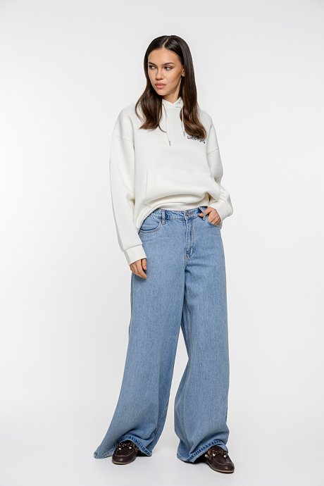 Wide leg ντένιμ με λάστιχο