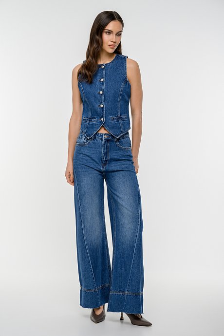 Wide leg ντένιμ με ξέφτια