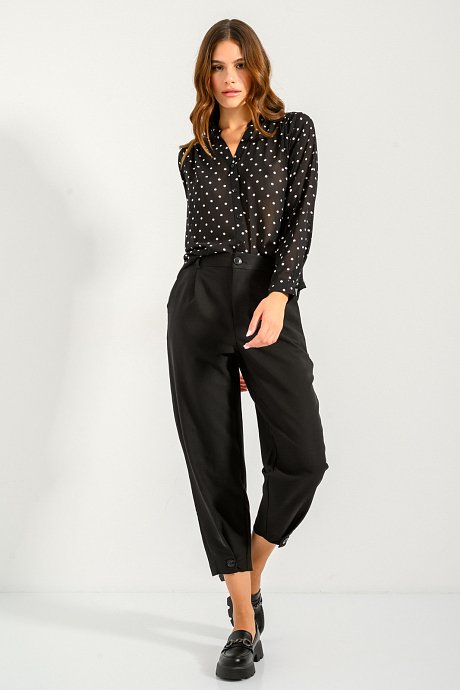 Checked cotton peg trousers, length 27