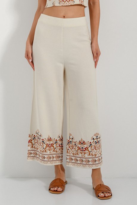 Linen culotte trousers with detail