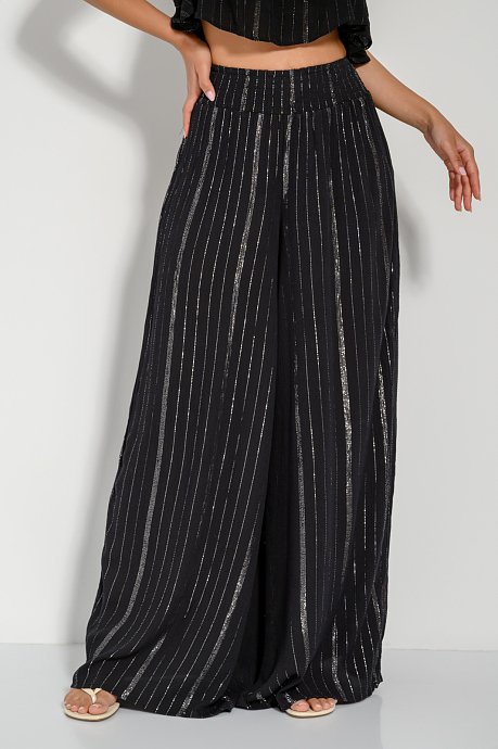Wide leg παντελόνα με lurex λεπτομέρεια