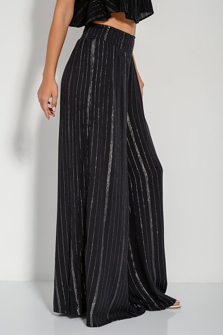 Wide leg παντελόνα με lurex λεπτομέρεια