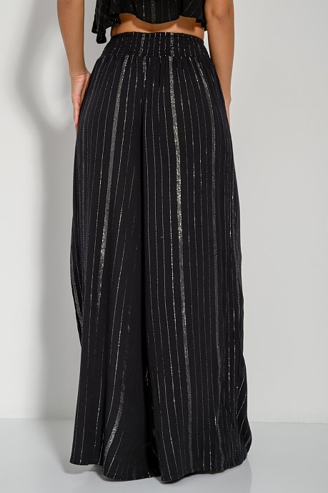 Wide leg παντελόνα με lurex λεπτομέρεια