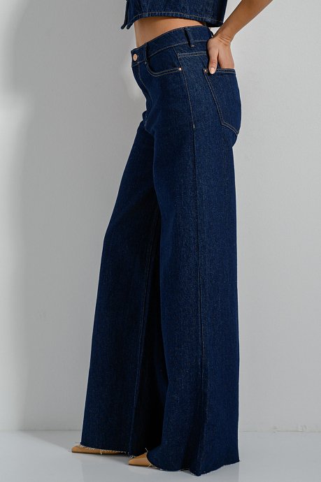Wide leg ντένιμ με ξέφτια