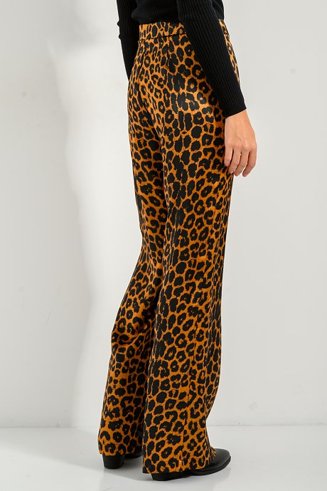 Wide leg παντελόνα με leopard print