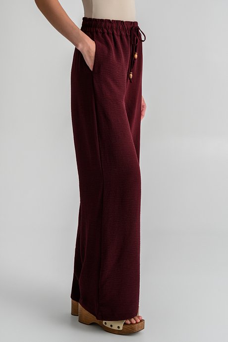 Wide leg παντελόνα με κορδόνι με χάντρες