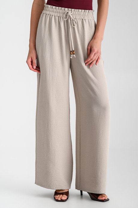 Wide leg παντελόνα με κορδόνι με χάντρες