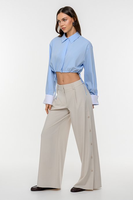 Wide leg trousers with side buttons