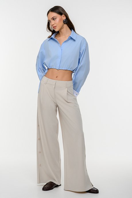 Wide leg trousers with side buttons