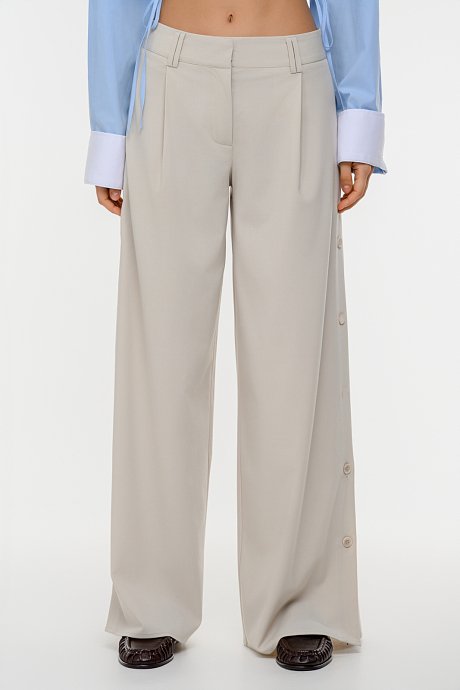Wide leg trousers with side buttons