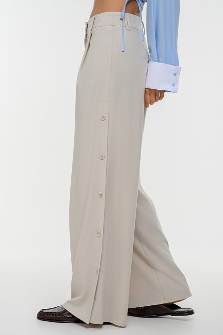 Wide leg trousers with side buttons