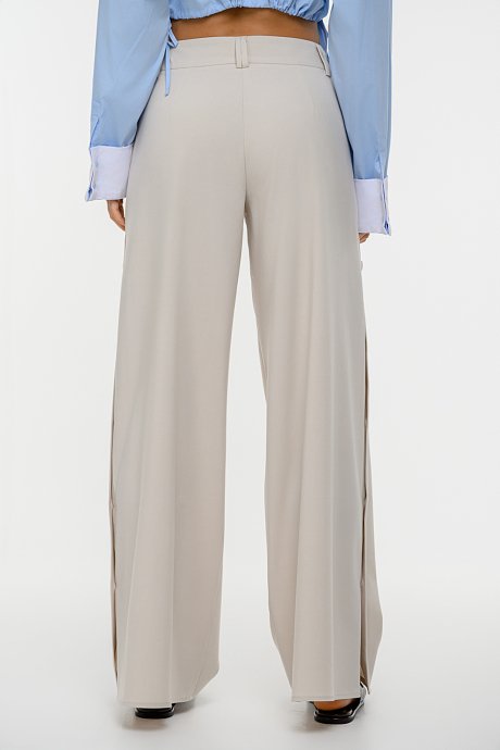 Wide leg trousers with side buttons