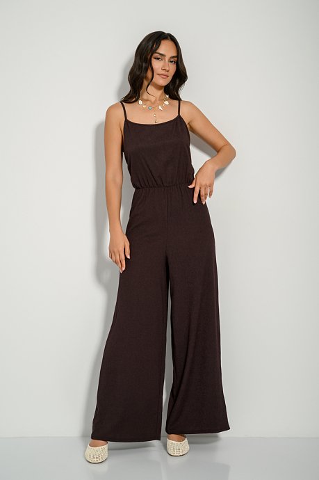 Jumpsuit with seersucker fabric and thin straps