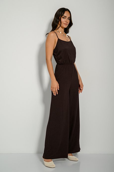 Jumpsuit with seersucker fabric and thin straps