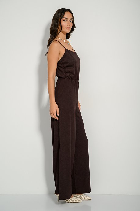 Jumpsuit with seersucker fabric and thin straps