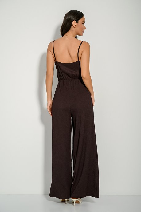 Jumpsuit with seersucker fabric and thin straps