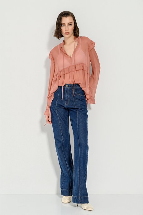 Wide leg ντένιμ με ραφές