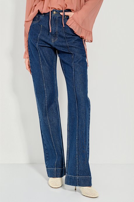Wide leg ντένιμ με ραφές