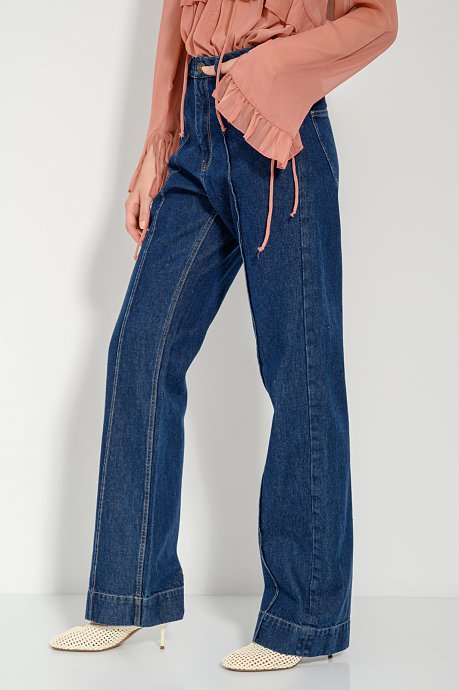 Wide leg ντένιμ με ραφές