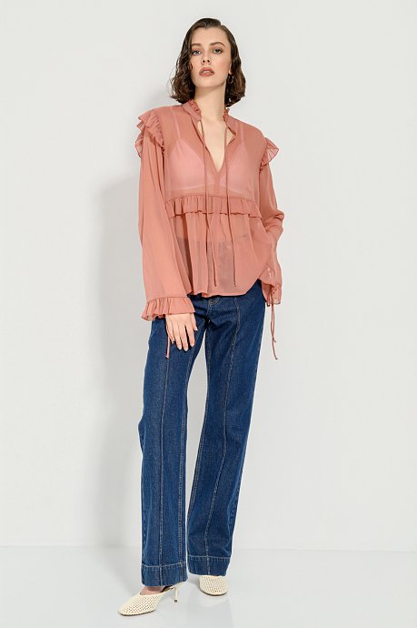Wide leg ντένιμ με ραφές