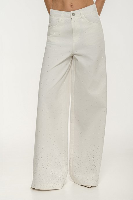 Wide leg ντένιμ με στρας