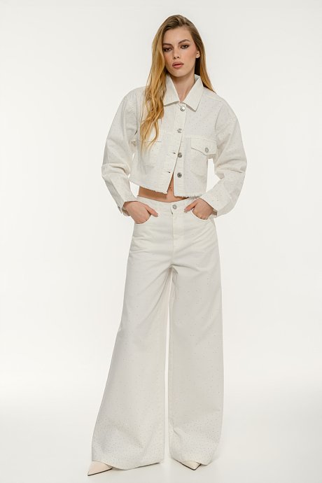 Wide leg ντένιμ με στρας
