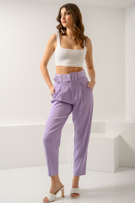 Straight leg trousers with matching belt
