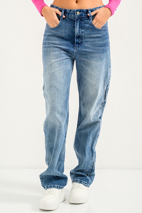 Straight leg denim with cut out detail