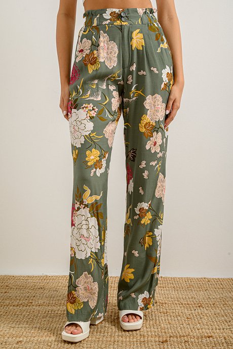 Wide leg floral trousers
