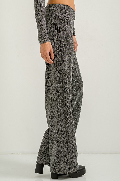 Wide leg trousers with silver thread