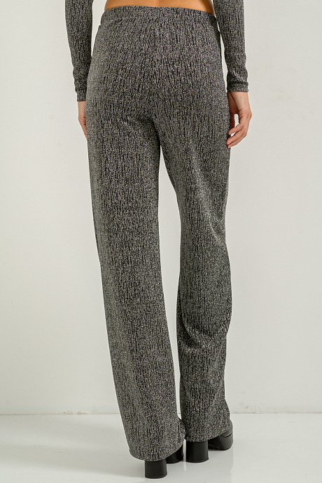 Wide leg trousers with silver thread