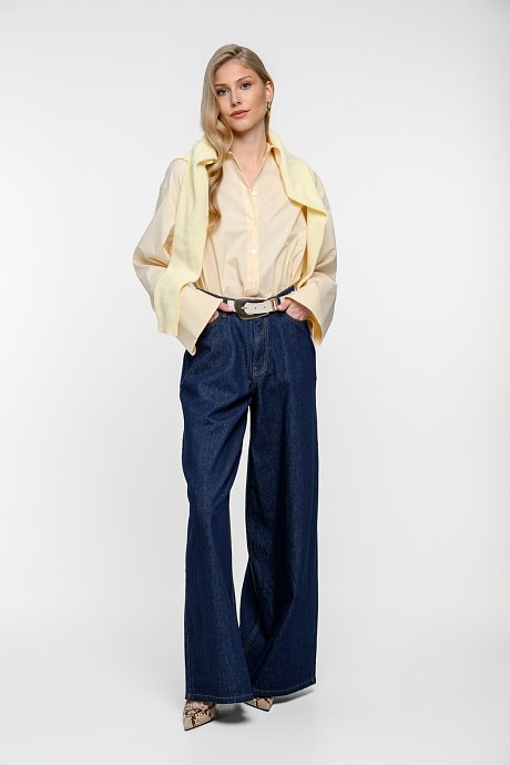 Wide leg ντένιμ με ελαστική μέση