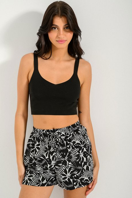 Floral shorts with elastic waistband