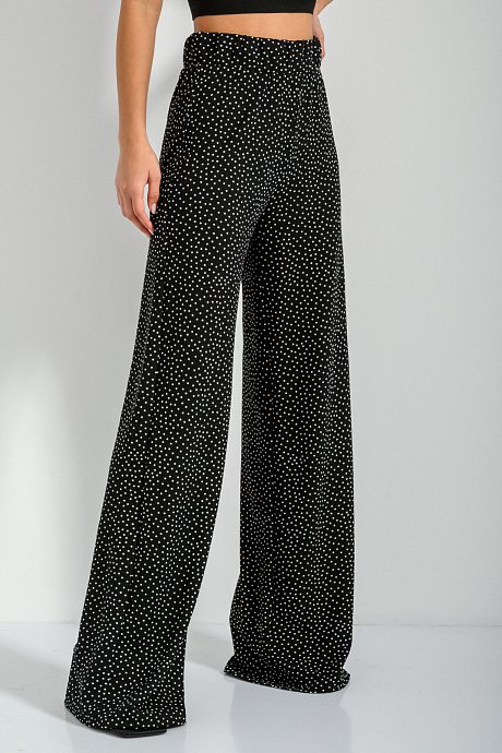 Wide leg polka-dot trousers