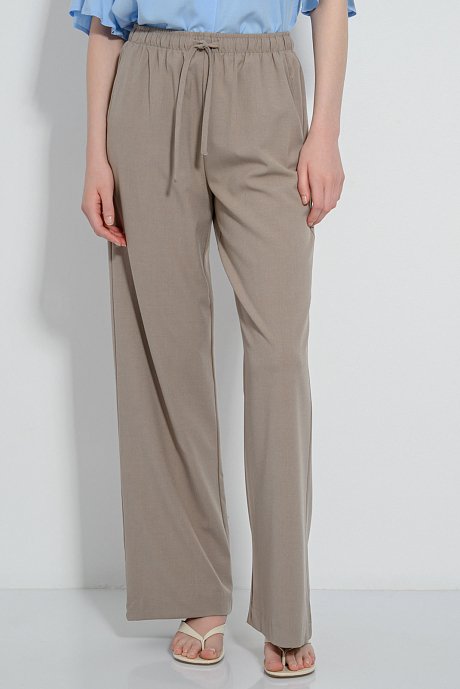 Παντελόνι wide leg με λάστιχο και κορδόνι