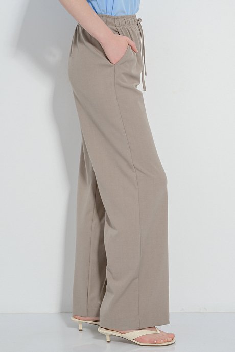 Παντελόνι wide leg με λάστιχο και κορδόνι