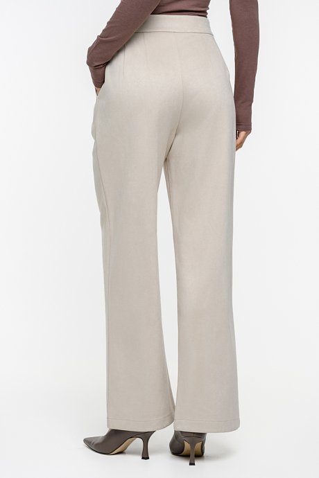Suede wide leg trousers with pleated details