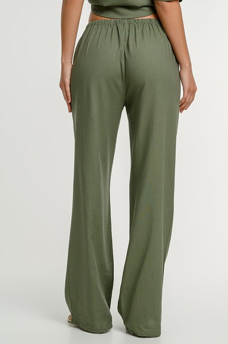 Λινή wide leg παντελόνα