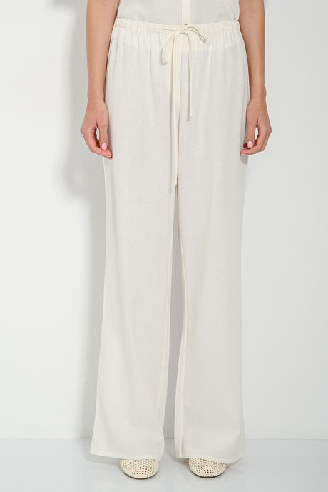 Λινή wide leg παντελόνα