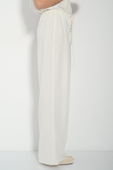 Λινή wide leg παντελόνα